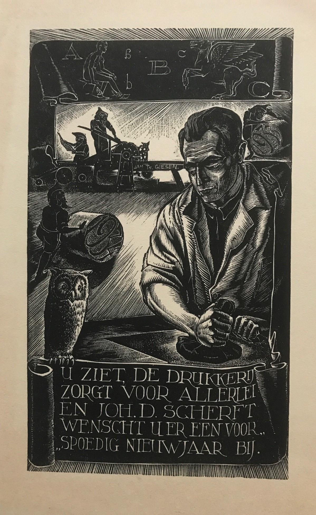 Nieuwjaarswens van drukkerij Joh. D. Scherft