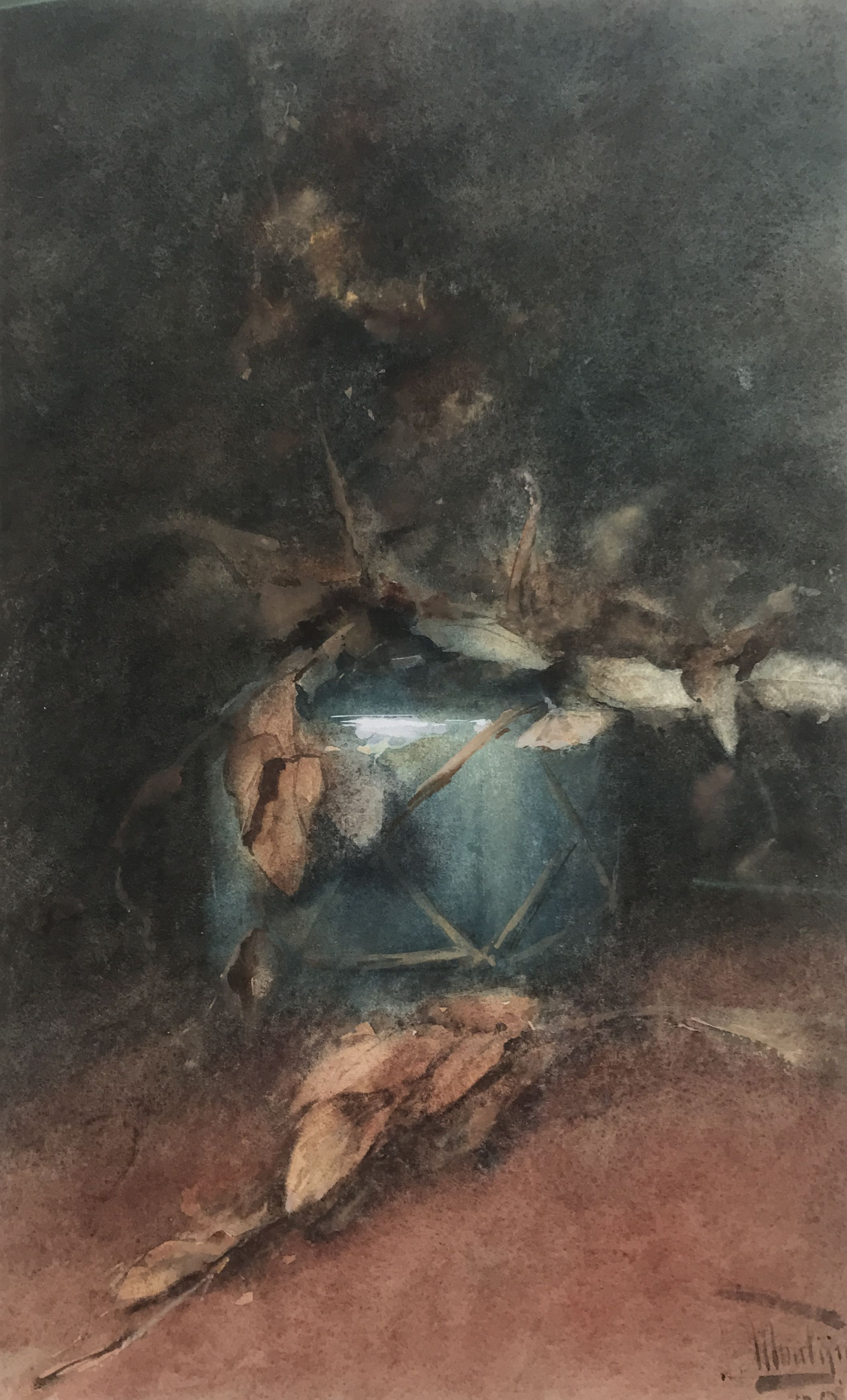 Gemberpot met herfstbladeren